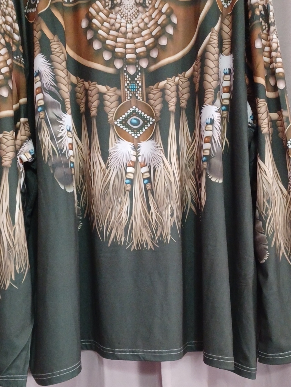 Native American Tribal Style Long Sleeve Crewneck Stretch Knit Graphic Top Plus - Picture 6 of 15